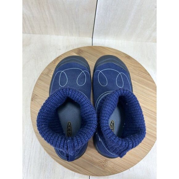 Keen Shay Blue Suede Fold Over Knit Slip On Ankle Boots Womens Size 5 - Picture 6 of 8